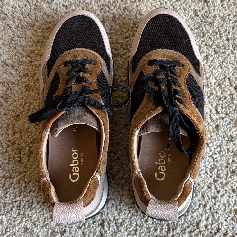 Gabor Comfort Women’s Pink Brown Leather Suede Sneakers Shoes Unworn? US 5